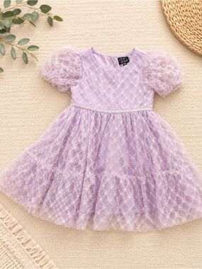 Pink & Violet Little Girls Lavender Lace Party Dress 4T